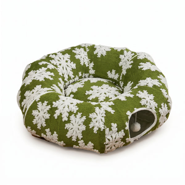 Christmas Cat Tunnel Bed – 2-in-1 Hideaway & Lounge