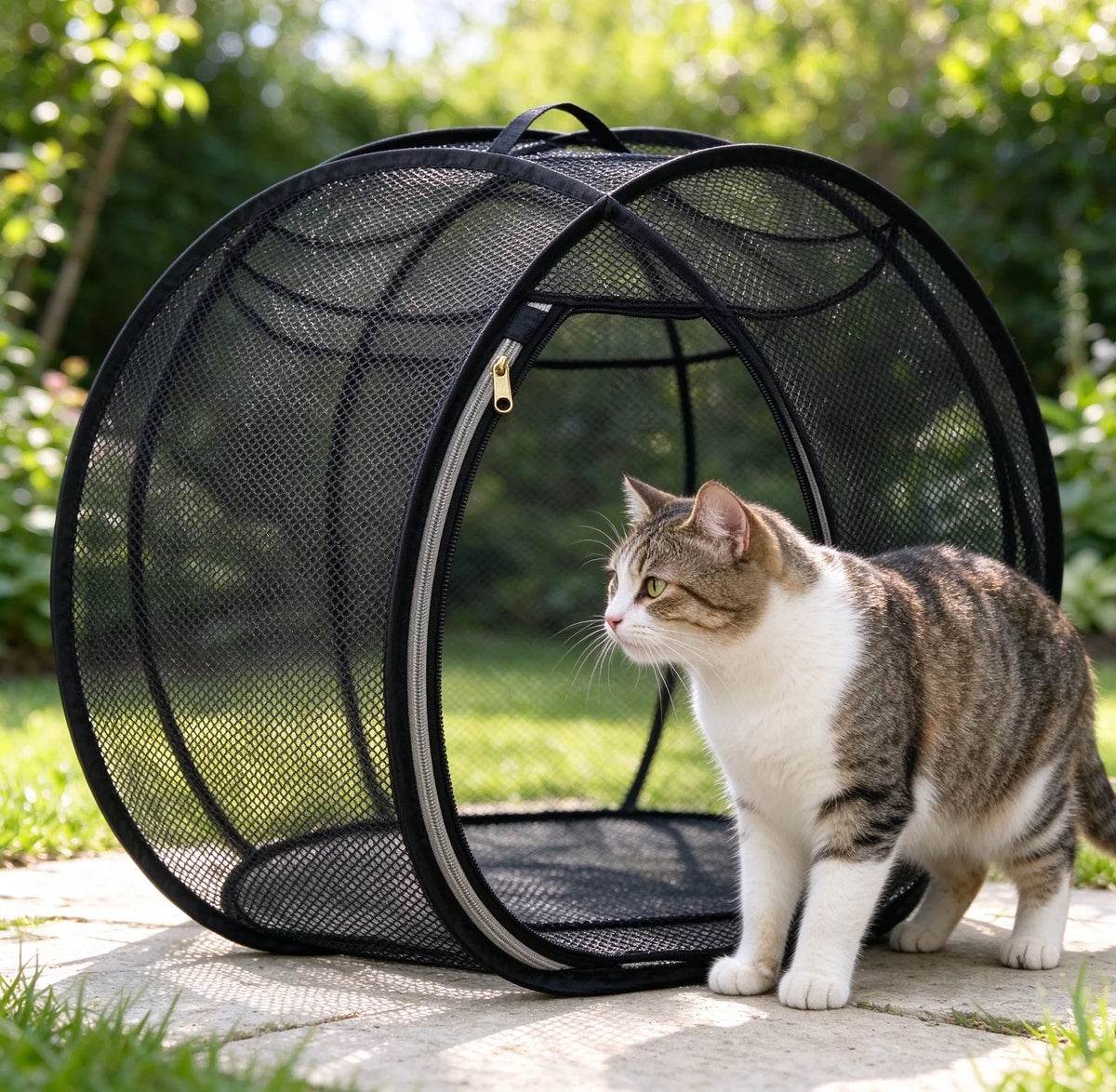 Black cat tent outdoors